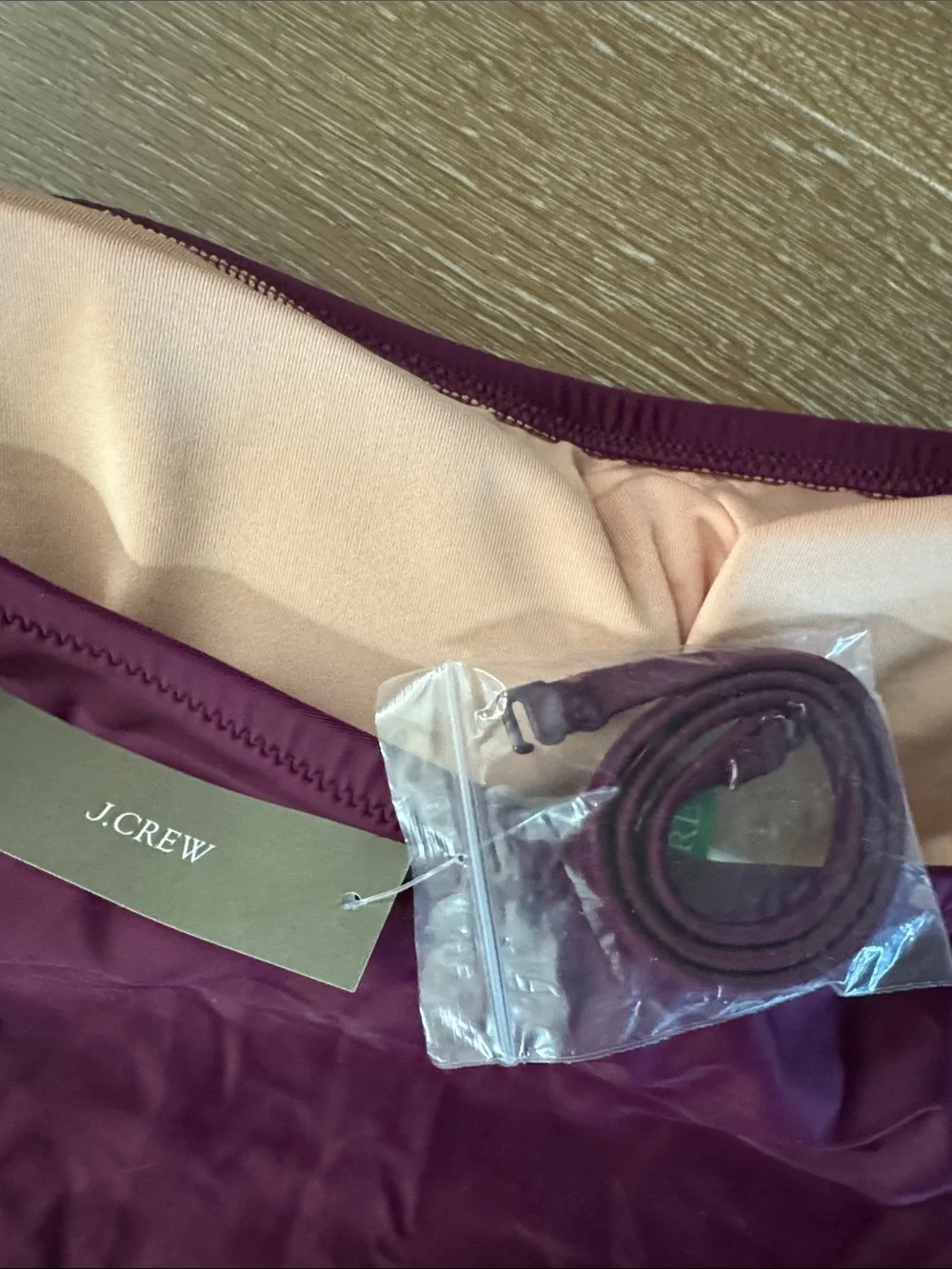 NWT J.Crew Gemma Ruched Bandeau One-Piece Swimsuit Womens 20 Maroon Simple Beach